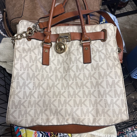 Michael Kors Handbags - Michael Kors Cream and Brown Signature Tote